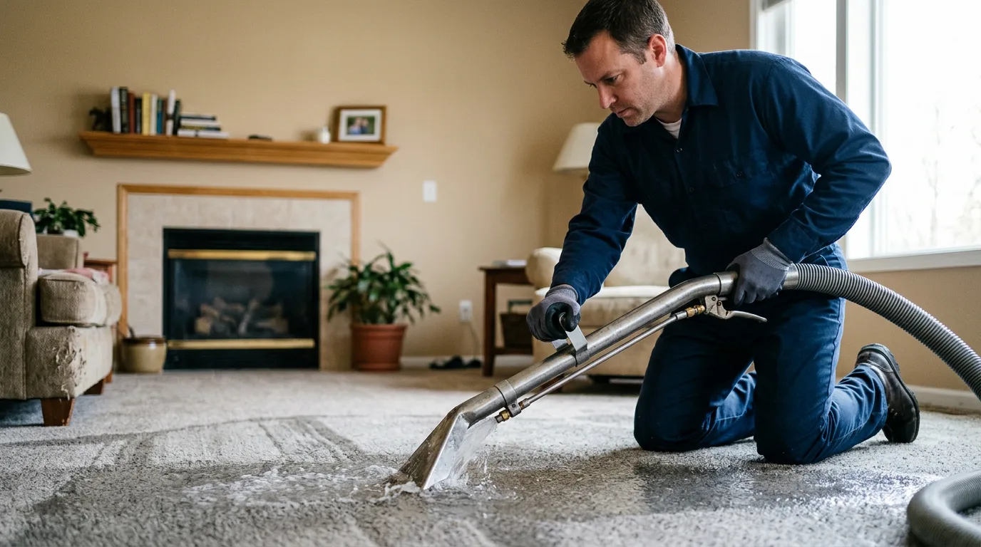 Water damage restoration technician working near Bolton, CT